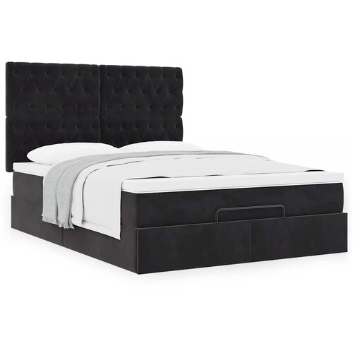 VidaXL Otomanski posteljni okvir z vzmetnicami črn 140x190cm žamet Slike