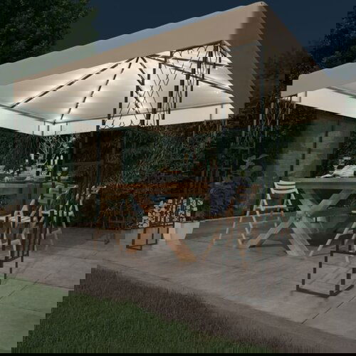 vidaXL paviljon z led lučkami 3x3 m krem blago Cene