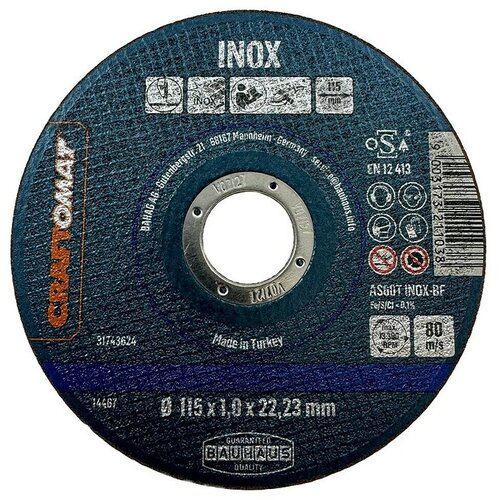 CRAFTOMAT Rezni disk AS60T INOX-BF (Prikladno za: Plemeniti čelik, Promjer rezne ploče: 115 mm, Debljina plohe: 1 mm, 10 Kom.) Cene