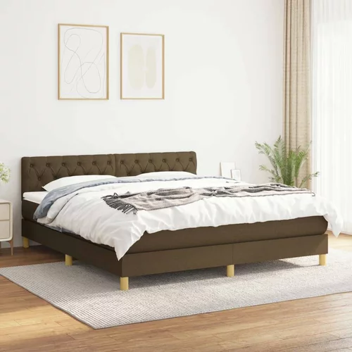  Box spring postelja z vzmetnico temno rjava 160x200 cm blago, (20899611)