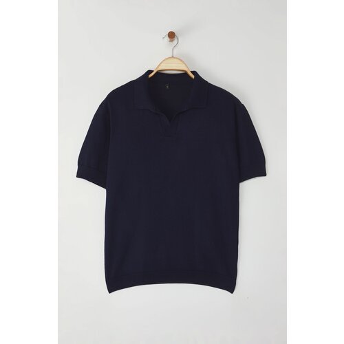 Trendyol Navy Blue Regular Polo Collar Plain Knitwear Polo Collar T-shirt Cene