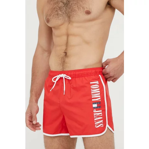 Tommy Hilfiger Kopalne kratke hlače rdeča barva