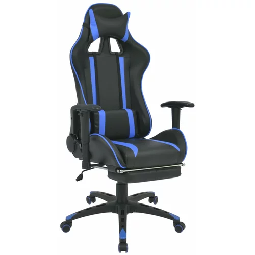 vidaXL Pisarniški stol s športnim sedežem in oporo za noge modre barve