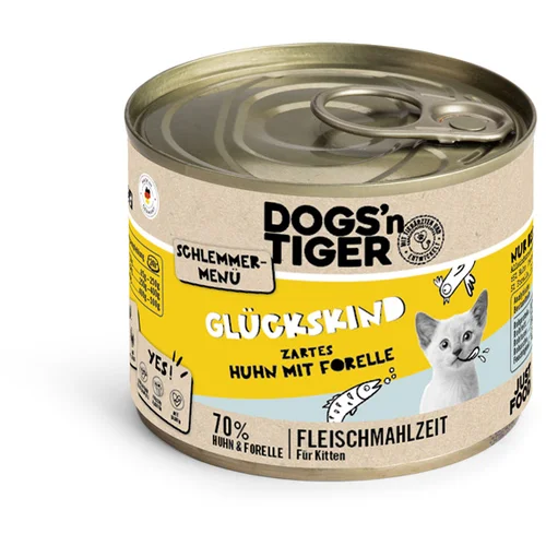 Dogs'n Tiger Ekonomično pakiranje gurmanski jelovnik 12 x 200 g - Piletina s pastrvom I Kitten