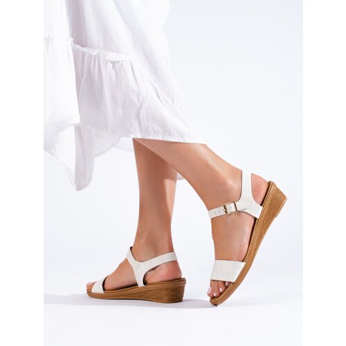 SHELOVET Women's platform sandals white Cene