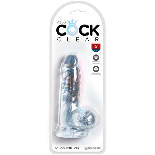 King Cock Clear 5 - majhen dildo s testisi (13 cm)