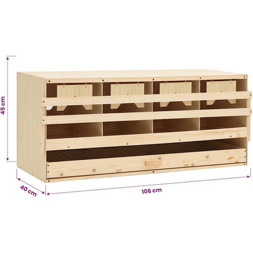  Gnijezdo za nesilice s 4 odjeljka 106x40x45 cm masivna borovina Slike
