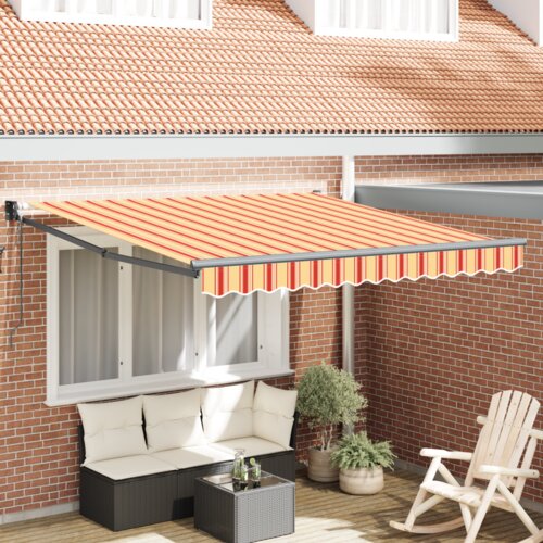 VidaXL Automatska uvlačiva tenda žuta i narančasta 300x250 cm Slike