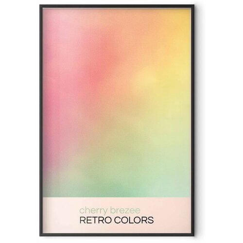  Plakat - Cherry Breeze - Pastel Gradient in Soft Retro Colors 40x60 Crni okvir Slike