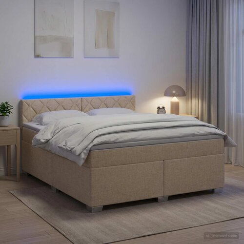  Krevet s box springom, madracem i LED-om Krem 180 x 200 cm Cene