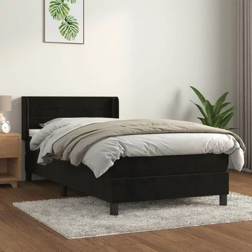Box spring postelja z vzmetnico črna 90x200 cm žamet, (20897182)