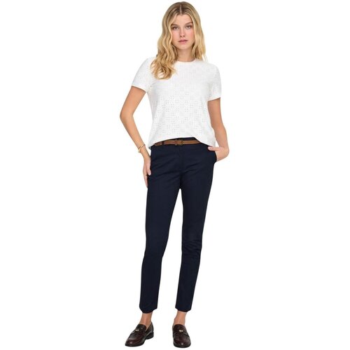 Jacqueline De Yong Hlače JDYCHICAGO MW BELT CHINO PANTS WVN NOOS 15311897 Modra Slike