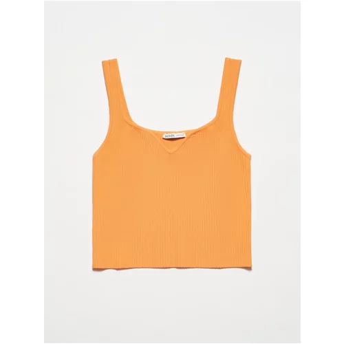 Dilvin 10384 Square Neck Decollete Knitwear Undershirt-Orange