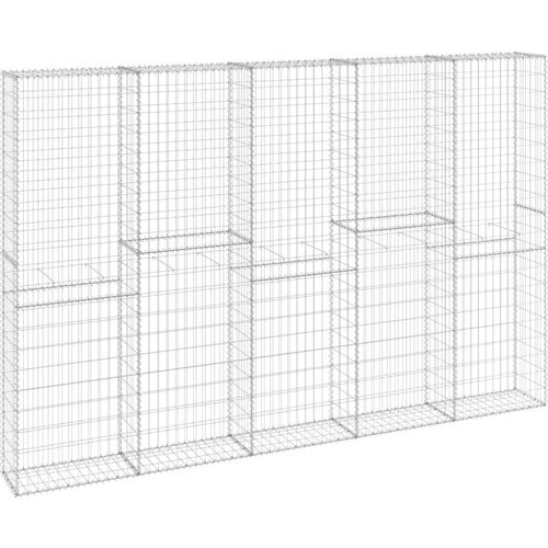 VidaXL Gabionski zid s poklopcima od pocinčanog čelika 300x30x200 cm Slike