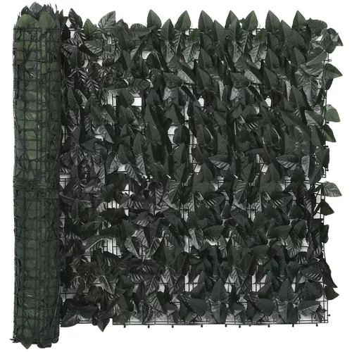 vidaXL Balkonsko platno s temno zelenim listjem 400x75 cm