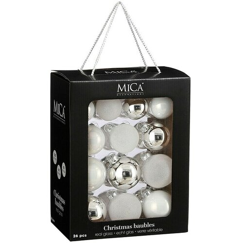 Mica Decorations Božićne kuglice (Bijela, Srebrna, Staklo, 26 Kom.) Cijene