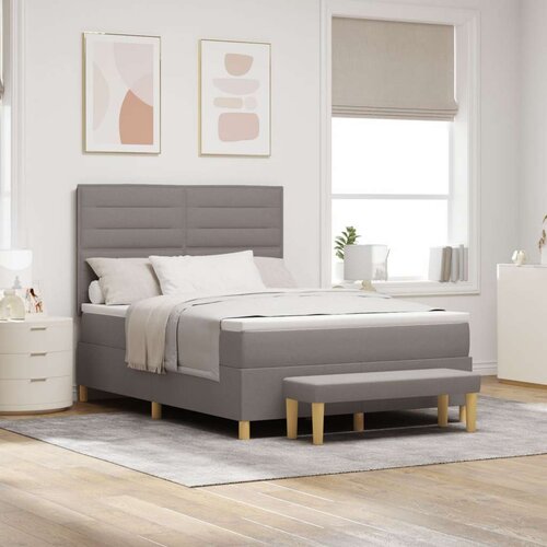  Postelja z vzmetnico in klopjo taupe 140x200 cm tkanina, (22084029) Slike