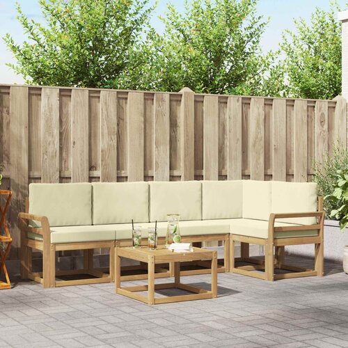  Set vanjskih sofa 6 kom. Bijela i krem Čvrsto drvo akacije Cene