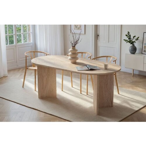 Hanah home Sablin - Travertine Travertine Dining Table Cene