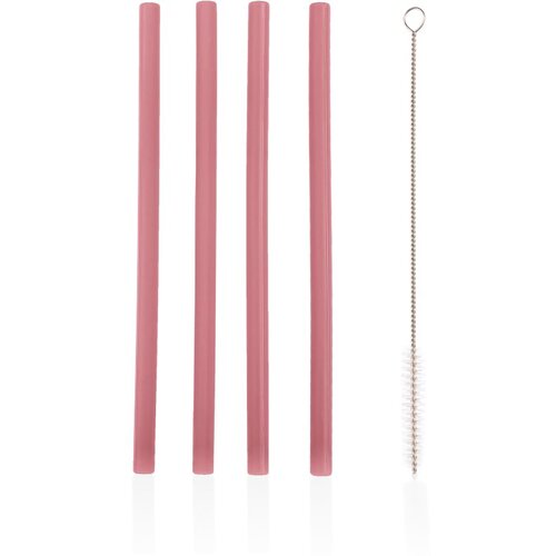 Zopa Silicone Straw silikonska slamčica + četka 6 m+ Old Pink 4 kom Cijene