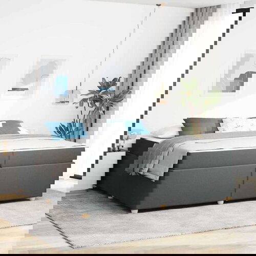  Okvir kreveta s madracem Ostalo Tamno siva 200 x 200 cm tkanina Slike