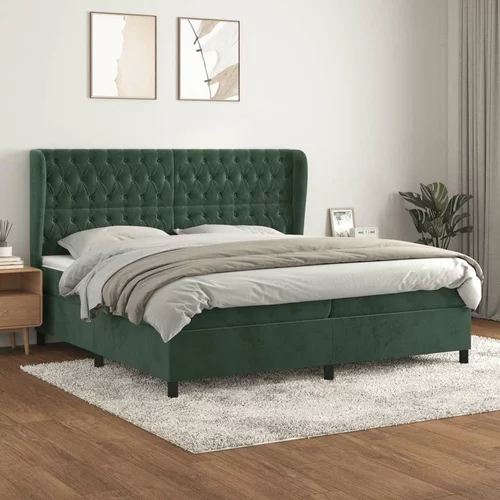  Box spring postelja z vzmetnico temno zelena 200x200 cm žamet, (20999283)