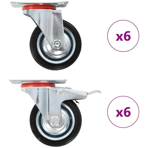 VidaXL Gibljiva kolesa 12 kosov 75 mm, (21036050) Slike