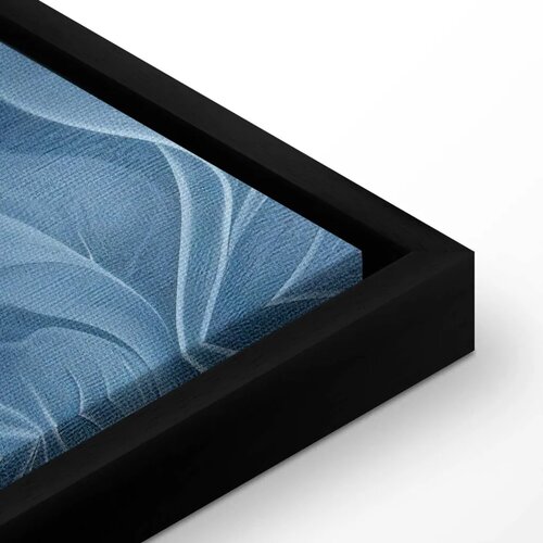  Slika - Abstract Ornaments Dark Blue Victorian Leaves 120x80 U crnom drvenom okviru Slike