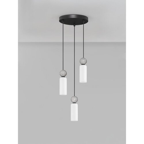 Nova Luce Mat črna lončena viseča svetilka s steklenim senčilom &amp;oslash; 25 cm Filomena &amp;ndash; Slike