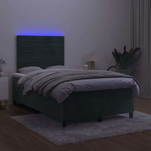  Krevet s oprugama i madracem LED tamnozelenim 120x190 cm bar&amp;scaron;un Slike