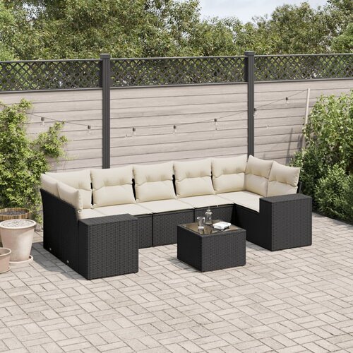  8-dijelni set vrtnih sofa od poliratana s jastucima crni Cijene
