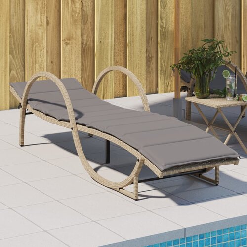 vidaXL Ležalnik z blazino bež 60x199x42 cm poli ratan Cene