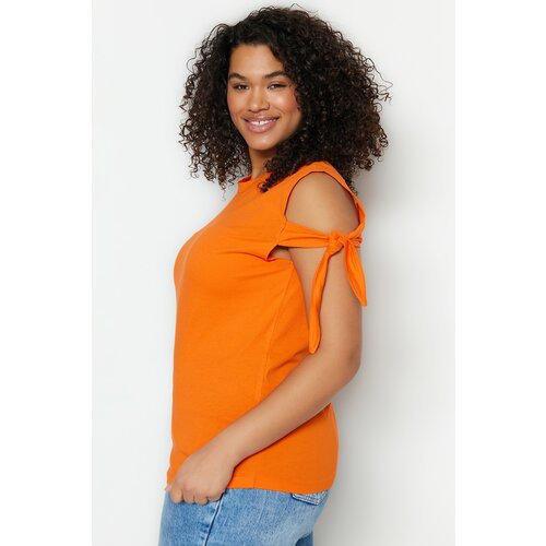 Trendyol curve plus size t-shirt - orange - regular Slike