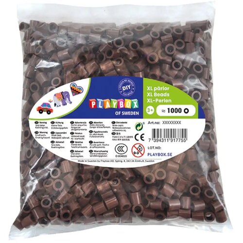Playbox XL MAXI glačane perle promjera 9 mm, pakiranje od 1000 komada u smeđoj boji Cijene