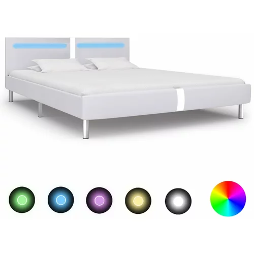  okvir za krevet od umjetne kože LED bijeli 180 x 200 cm