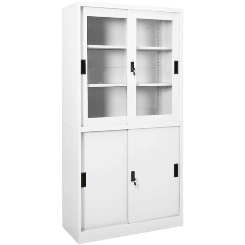 VidaXL uredski ormarić s kliznim vratima bijeli 90x40x180 cm čelični Slike