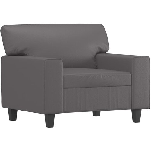  Fotelja s tabureom siva 60 cm od umjetne kože Slike