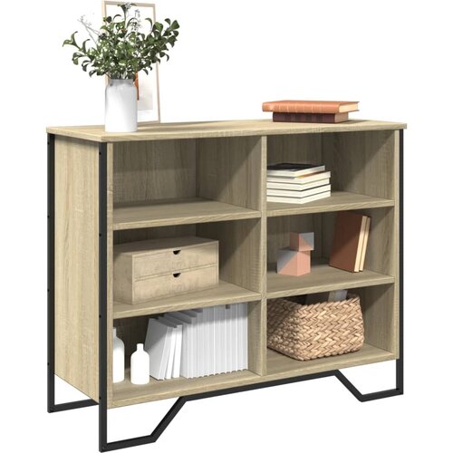 VidaXL Komoda dimljeni hrast 91x35,5x74,5 cm inženirski les Slike