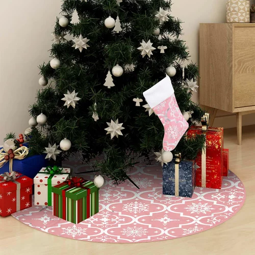  Luksuzna podloga za božićno drvce s čarapom ružičasta 122 cm
