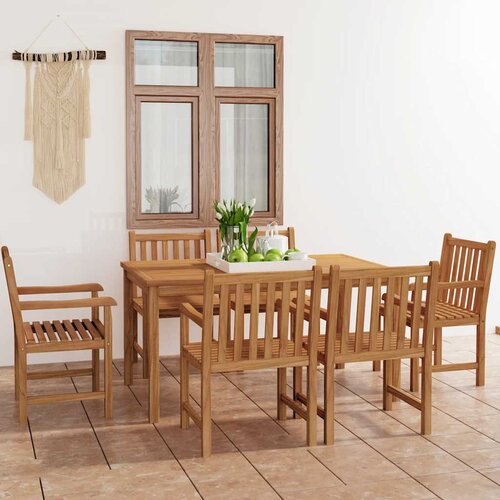  Vrtni blagovaonski set od 7 dijelova 150 x 90 cm masivno tikovino drvo Cene