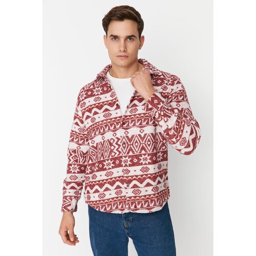 Trendyol Claret Red Men Regular Fit Woodcut Plaid Shirt Slike