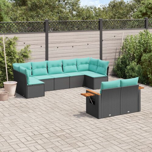  9-dijelni set vrtnih sofa od poliratana s jastucima crni Cijene