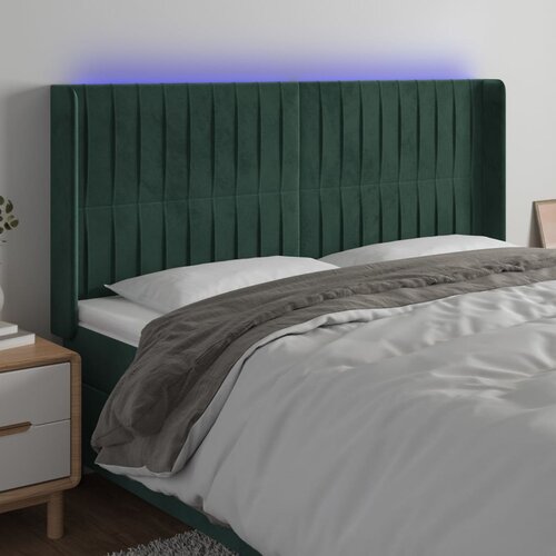  the living store led posteljno vzglavje temno zeleno 203x16x118/128 cm žamet - led vzglavje, (21487836) Slike