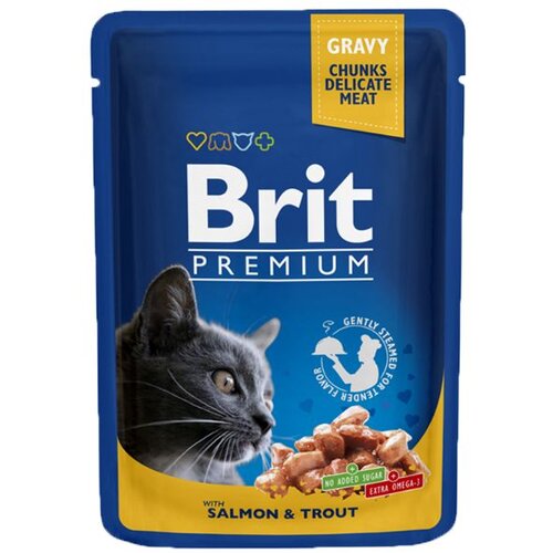 Brit Premium Cat komadići u umaku s lososom i pastrvom, vrećica 100 g Slike
