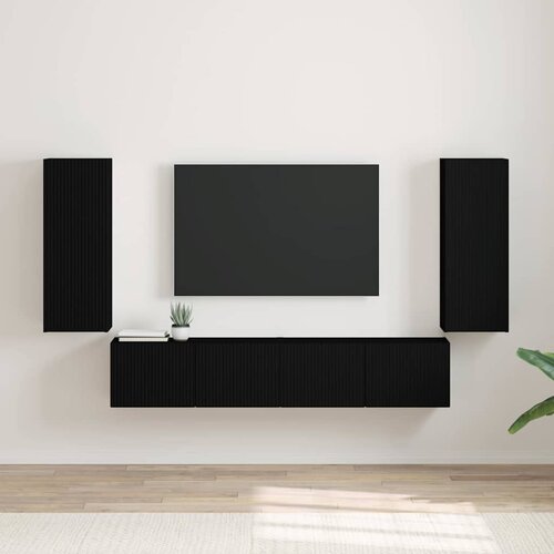 TV zidni ormar 2 pcs Crna 30 x 31 x 80 cm Konstruirano drvo Slike
