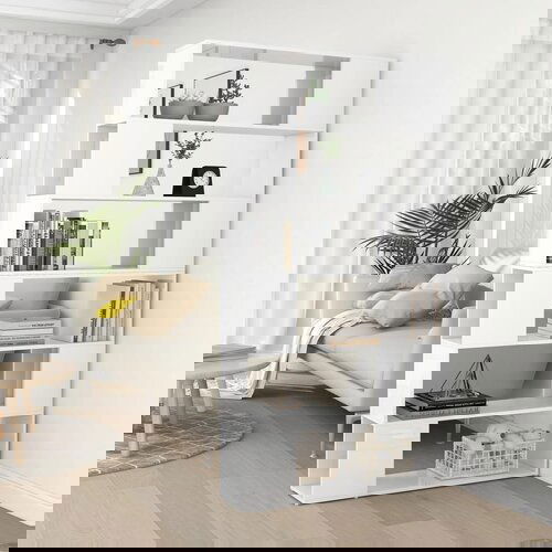 vidaXL Ormarić za knjige / pregrada visoki sjaj bijeli 100x24x188 cm Cijene