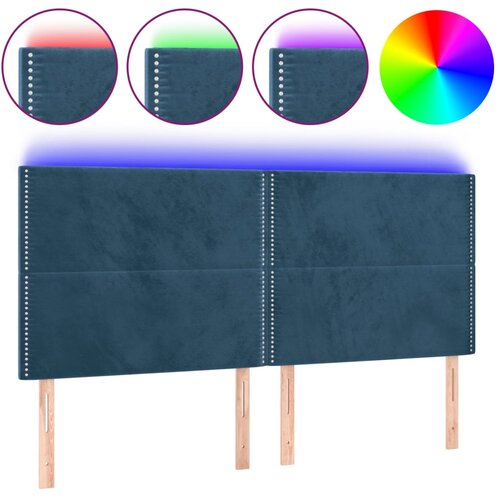 Maison Chic led posteljno vzglavje - vzglavna omarica - nočna omarica temno modro 200x5x118/128 cm žamet, (21712905) Slike