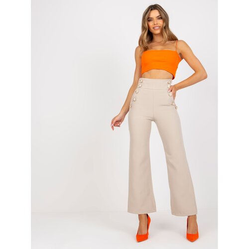 Fashion Hunters Elegant beige trousers with pockets Slike