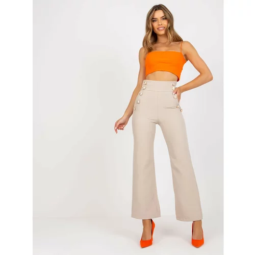 Fashion Hunters Elegant beige trousers with pockets