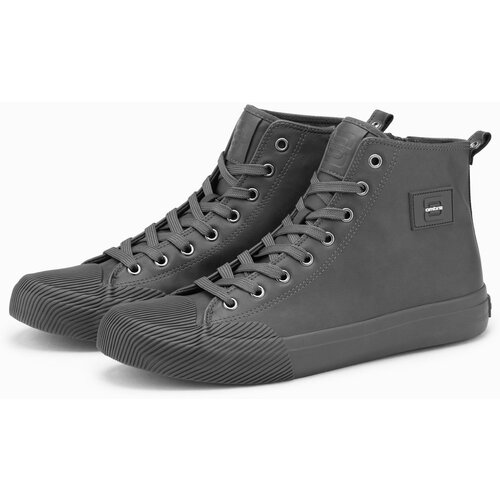 Ombre men's high-top sneakers with decorative toe - gray Slike